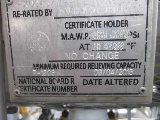 2075 sq.ft., 150 psi shell, 150 psi tube, Energy Exchanger, horizontal heat exchanger, 145&deg;F, 2011 - Image 4