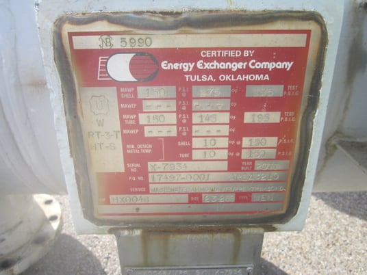 2075 sq.ft., 150 psi shell, 150 psi tube, Energy Exchanger, horizontal heat exchanger, 145&deg;F, 2011 - Image 6