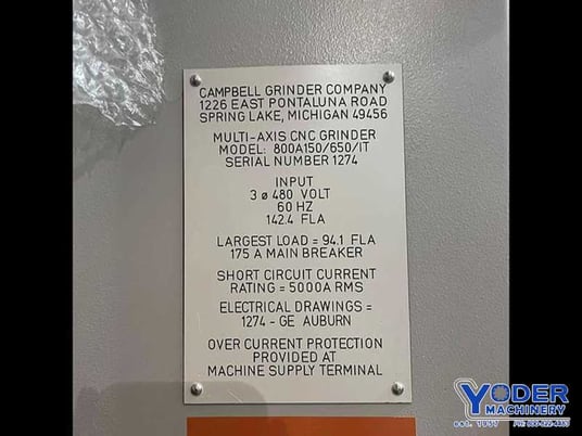 Campbell #800A-150/650/IT, CNC creep feed grinder, Fanuc 31iB Control, air purge, wheel balancer, 2020 - Image 10