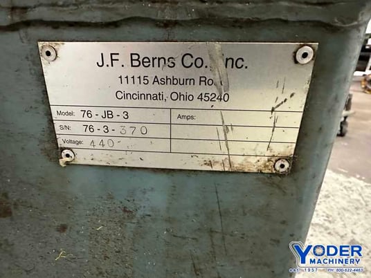 No. 76-JB-3 J.F. Burns, rotary bar end beveler, 3" @ 30&deg;, 350 RPM, 2 HP, 3-jaw chuck - Image 6