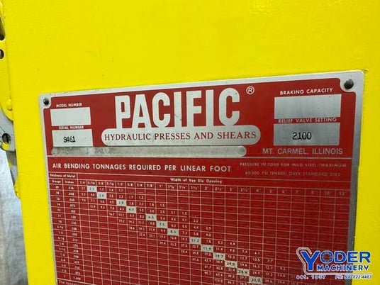 55 Ton, Pacific #JL55-8, hydraulic press brake, 8' overall, 78-3/4" between housing, 6" stroke, 6" throat - Image 8