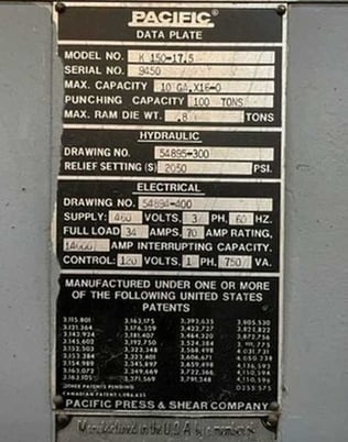 150 Ton, Pacific #K150-17.5, hydraulic press brake, 17.5' OA, 192" between housing - Image 5