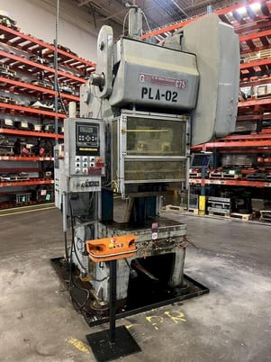75 Ton, Bliss #C-75, OBI press, 4" stroke, 15" Shut Height, 3.5" ram adj., 50-100 SPM, 36" x24"bed, air - Image 1
