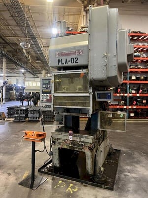 75 Ton, Bliss #C-75, OBI press, 4" stroke, 15" Shut Height, 3.5" ram adj., 50-100 SPM, 36" x24"bed, air - Image 2