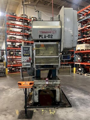 75 Ton, Bliss #C-75, OBI press, 4" stroke, 15" Shut Height, 3.5" ram adj., 50-100 SPM, 36" x24"bed, air - Image 3