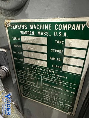 5 Ton, Perkins #1-A, OBI flywheel press, 1" stroke, 8" Shut Height, 3-3/4" throat, air clutch, 1/2 HP - Image 9