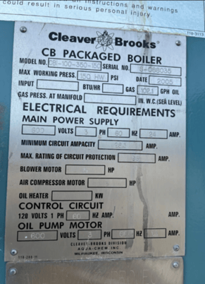 350 HP Cleaver-Brooks #OBI-100-350-150, hot water boilers, diesel fired, 150 psi, 2005 - Image 2