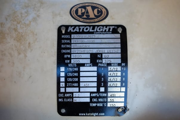 300 KW Kato light #6125HF070, generator, enclosed, 317 hours, #090750 - Image 5