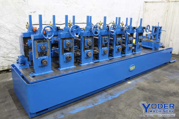 7 Stand, Yoder #M2-1/2, rollformer, 2-1/2" shaft diameter, 14" roll space, side pass rolls, 60 HP - Image 5