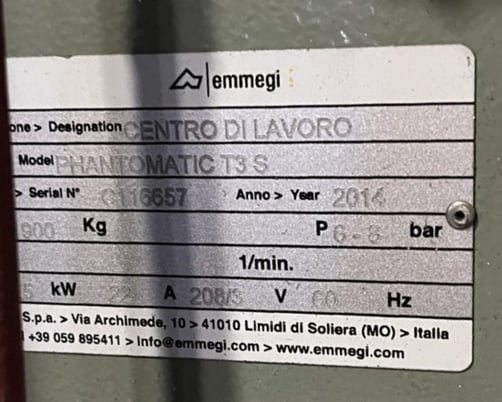 Emmegi #Phantomatic-T3-Star, CNC vertical machining center, 4-Axis, 169.2" X, 10.6" Y, 11.8" Z, 20000 RPM - Image 2