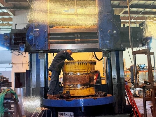78" Rafamet #KCF-200, vertical boring mill, 96" swing, 2 swiveling ram heads, 4-jaw table - Image 2