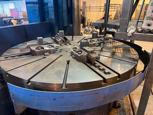 78" Rafamet #KCF-200, vertical boring mill, 96" swing, 2 swiveling ram heads, 4-jaw table - Image 7