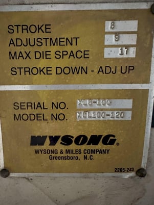 100 Ton, Wysong #XCL100-120, hydraulic press brake, 10' overall, 8" stroke, S/N XL8-100 - Image 7