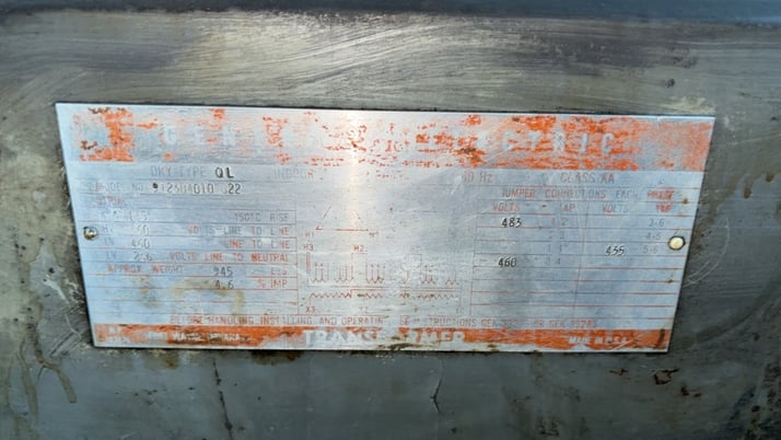 145 KVA 460 Delta Primary, 460Y/266 Secondary, General Electric, dry, Nema ! - Image 2