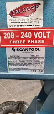 2.95" x 78.74" Scantool #75CGX-2000, horizontal belt sander, 7.87" x2.95" x1.65" contact wheel - Image 8