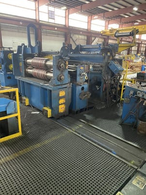 54" x 7" Loopco, Slitting Line, 60000 lb., .017" - .104" Gauge, 72" outside dimension, 16" - 32" ID Uncoiler - Image 1