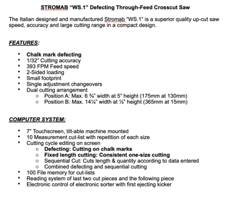 Stromab #WS1, Optimizing Cut Off Saw, Thru feed system, 2018 - Image 5