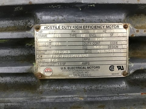 200 HP 1800 RPM U.S. Motors F236-A022346R184M, Frame 447T, TEFC, 4P, electrically OK, 480 Volts - Image 2