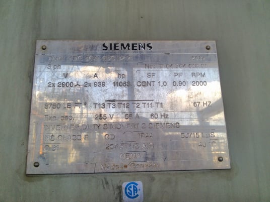 11060 HP 1800 RPM Siemens brushless exciter - Image 2