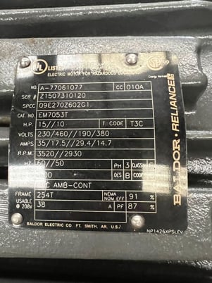 Geiger, Stainless Steel horizontal centrifugal pump, 15 HP motor, 1" inlet x 2" outlet - Image 5