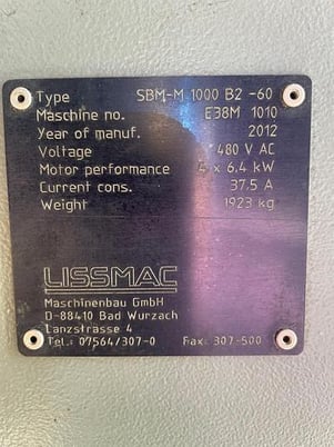 Lissmac #SBM-M1000-B2, Oxide Remover, 39.37" W, 0.04"-0.79" thick, 2" x6" part size, 2012 - Image 6