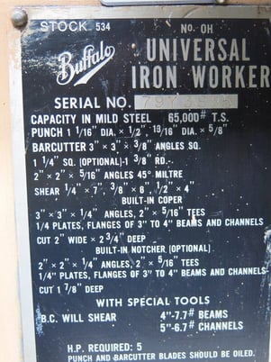 Buffalo, Hydraulic Ironworker, 230/460 3ph, 1999 - Image 9