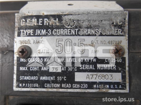 GE Jkm-3 Current Transformer 50:5 Bar Type - Image 3