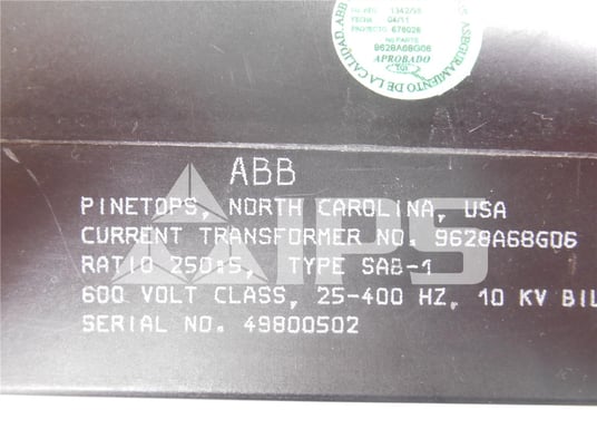 ABB Sab Current Transformer 250:5 10 KV Bil, Window 5.25", Depth 3.5" - Image 3