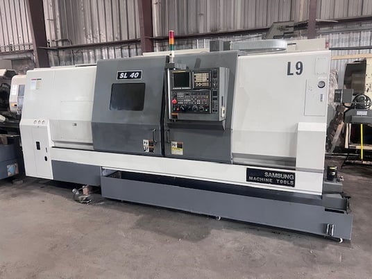 Samsung #SL-40/1500, CNC lathe, 26.8" swing, 18" chuck, 3-jaw, 4.6" bar, 60.2" centers, A2-11, 1800 RPM, 30 - Image 1
