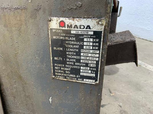 16" x 16" Amada #HA-400W, horizontal band saw, 180" L x 1-5/8" W x .051" H blade, 50-295 FPM, 16" x 60" feed - Image 4