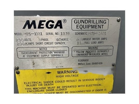3/4" x 15" Eldorado #Mega-M75-1031, gun drilling machine, vari-drive, 2 HP, 12" x14" table, tooling - Image 3