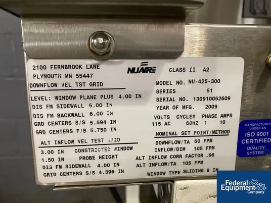 Nuaire Labgard #NU-425-300, Fume Hood, 34" length, Class 2, Type A2, 22" x 34" work area, 2009 - Image 4