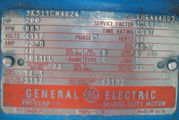 200 HP 900 RPM General Electric, Frame 5011LL, explosion proof, Gr.C & D, 4160 Volts - Image 1