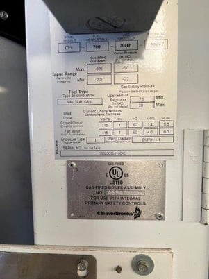20 HP Cleaver-Brooks #Clear-Fire-CFV, Natural gas boiler, 150 psi, serial #NAV181698 - Image 9
