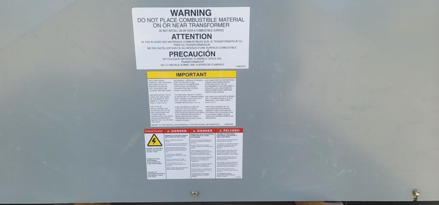 225 KVA 4160Y/2402 Primary, 600 Secondary, Hammond, auto transformer, dry, Nema 3R - Image 2