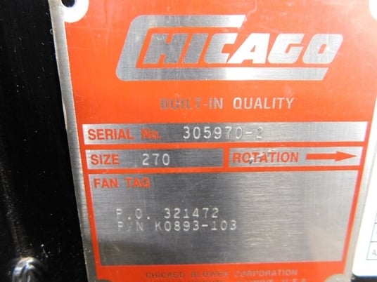 Chicago #K0893-103, blower, size 270, 30" x 40" opening, 3" shaft - Image 10