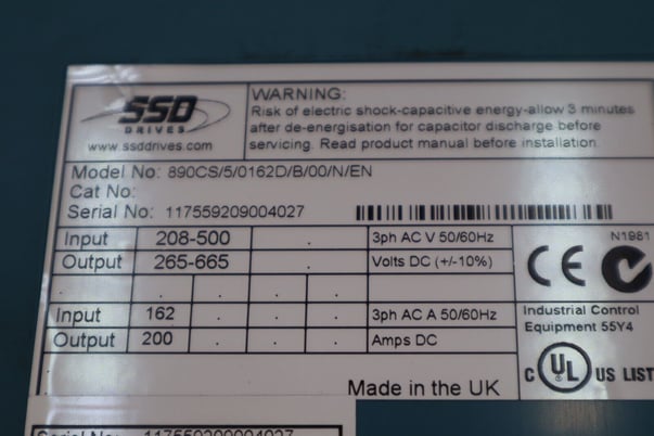 Ssd 890cs/5/0162d/b/00/n/en dc power supply 380-460v ac nominal stock ...