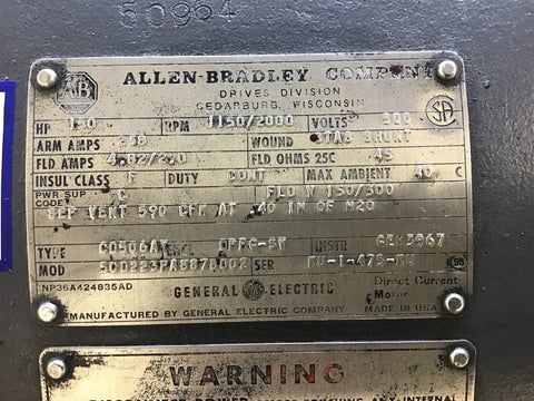 150 HP 1150/2000 RPM General Electric, Frame CD506AY, refurbished, 500 VA - Image 2