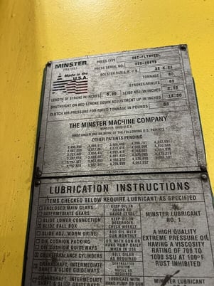 60 Ton, Minster #6SS, OBI press, 5" stroke, 14.5" Shut Height,air clutch & brake, 90 SPM, 15 HP, 1994 - Image 3