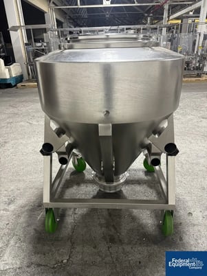 Bohle, 600 liter bin, Stainless Steel, top cover with internal baffles, bottom outlet valve, on cart - Image 4