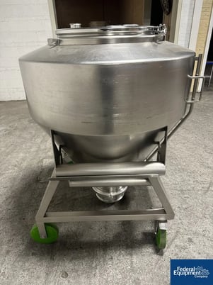 Bohle, 600 liter bin, Stainless Steel, top cover with internal baffles, bottom outlet valve, on cart - Image 5