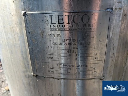 Letco Industries Mixing Tank, Stainless Steel, Dish top and sloped bottom, 2017 - Image 2