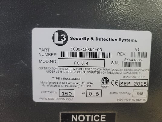 L3 Communication s #PX/ACX 6.4, Conventional Checkpoint X-Ray System, 2015 - Image 3