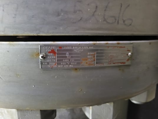 8" Crane #761/2XUF, Gate Valve, Class 600, 1480 psi, WCB Carbon Steel body, CR13 stem, HF Seat - Image 2