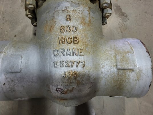 8" Crane #761/2XUF, Gate Valve, Class 600, 1480 psi, WCB Carbon Steel body, CR13 stem, HF Seat - Image 3