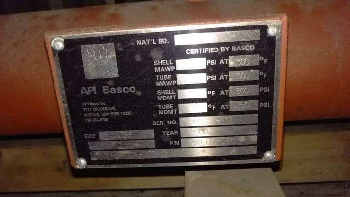15 sq.ft., 300 psi shell, BASCO, 300 psi tubes, BEM, horizontal, 1 pass shell, 1 pass tubes, #1271104 - Image 2