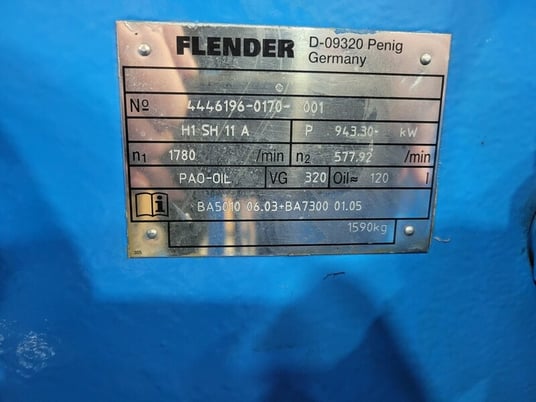 1265 HP @ 1780 RPM, Flender #H1SH11A, helical gear unit, 1 stage, horiz mounting position, 3.10 :1 ratio - Image 2