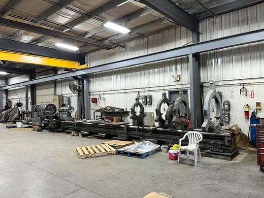 53" x 396" Poreba #TR135-B2/10M, 4-jaw 32" chuck, coolant system, power rapid traverse - Image 1