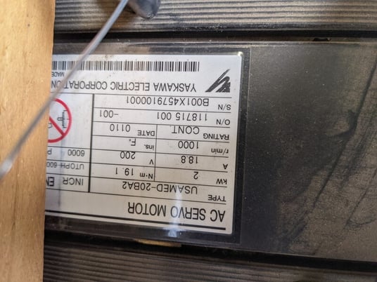2 KW Yaskawa #USAMED-20BA2, AC servo motor, with Sumitomo MC-drive, 1000 RPM, 200 Volts - Image 3