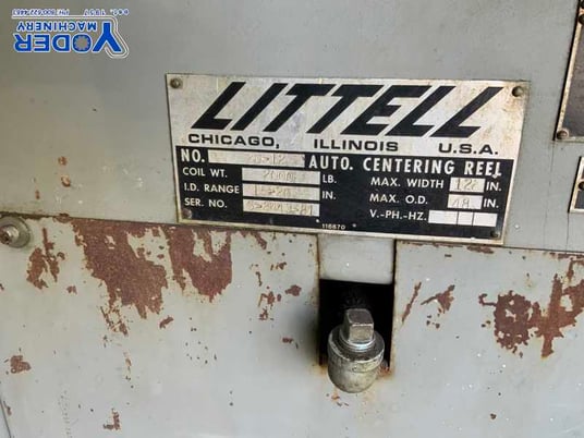 2000 lb. Littell #20-12, motorized coil reel, 12" width, 15"-20" ID, 48" outside dimensions, manual - Image 6